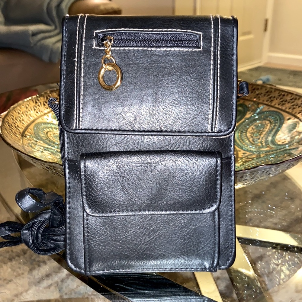 Vintage Black Crossbody Organizer with matching Checkbook
